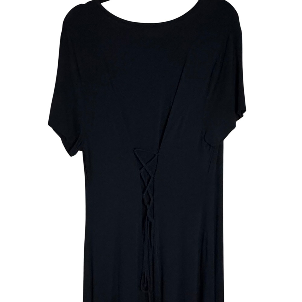 Forever 21 T-Shirt Dress Women 3X Black Lace Up Goth Flowy 90s Midi Witchy Plus - Picture 3 of 8